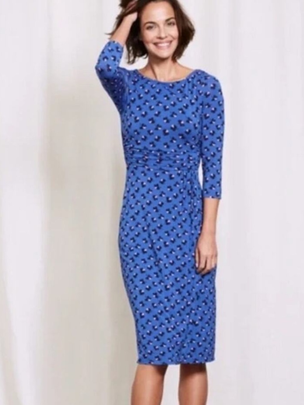Boden Lottie Pansy Blue Floral Print Dress 
Size 8L